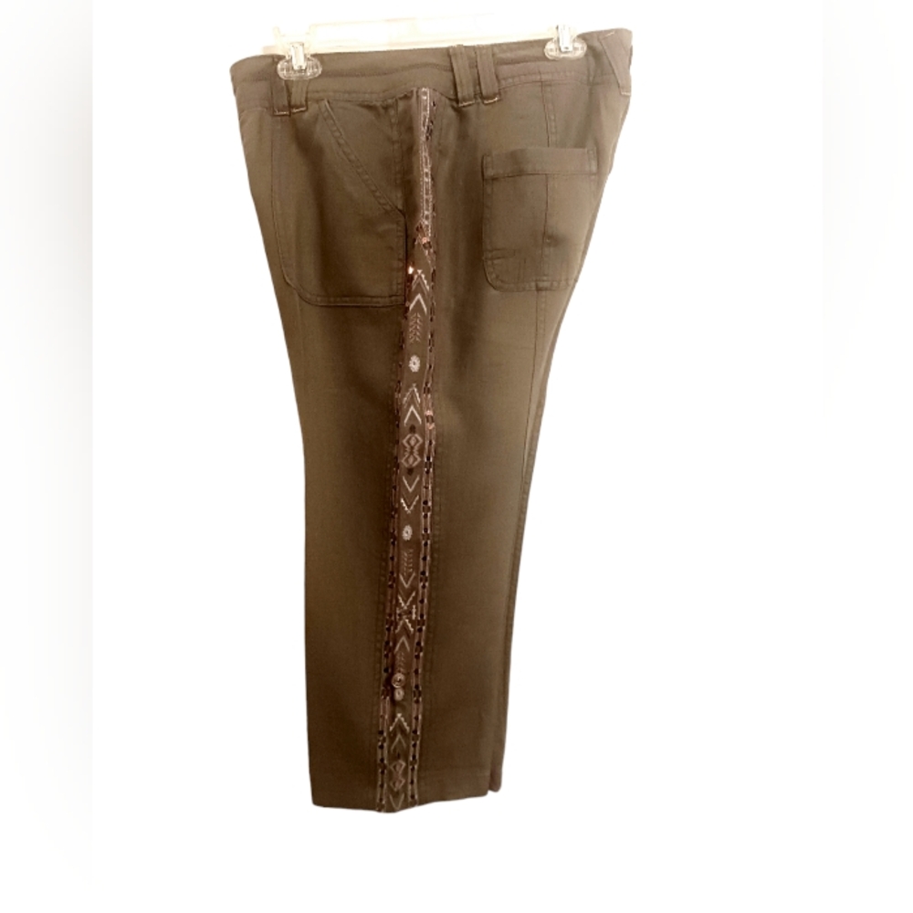 INC Hunter Green Linen Cargo Shorts Size 8